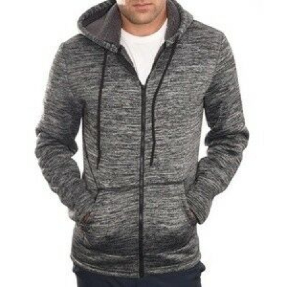 Men's Space-Dye Zip-Up Hoodie Sweatshirts-Black